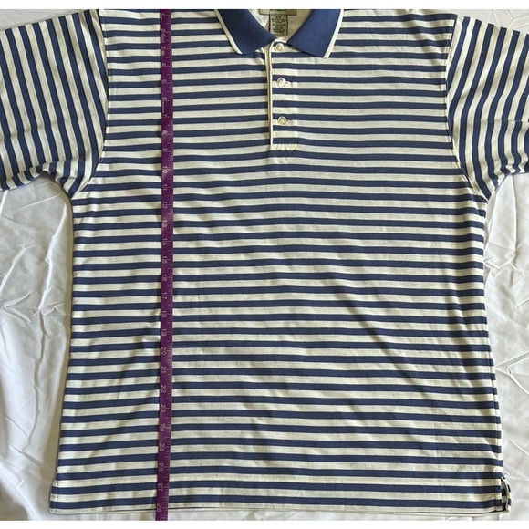 Cutter & Buck Dri-Release Blue and White Striped Short Sleeve Polo, Size M - Picture 9 of 10